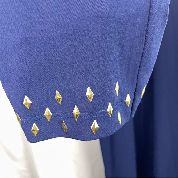 Ashley Stewart Cream and Blue Long Sleeve Dress - Picture 7 of 9